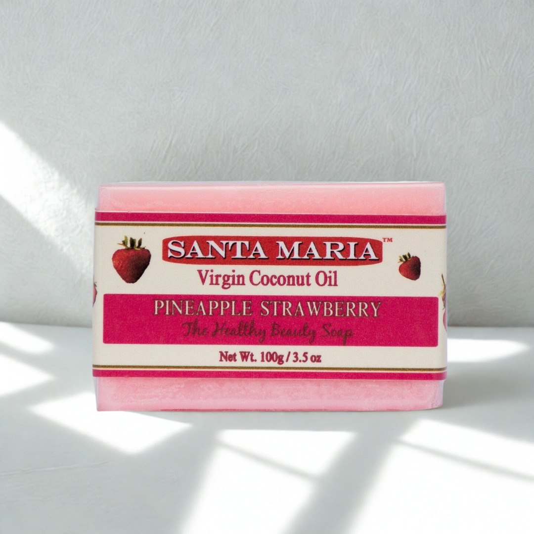 Handmade Virgin Coconut Oil Healthy Beauty Bar Soap (Pineapple-Strawberry) 100g