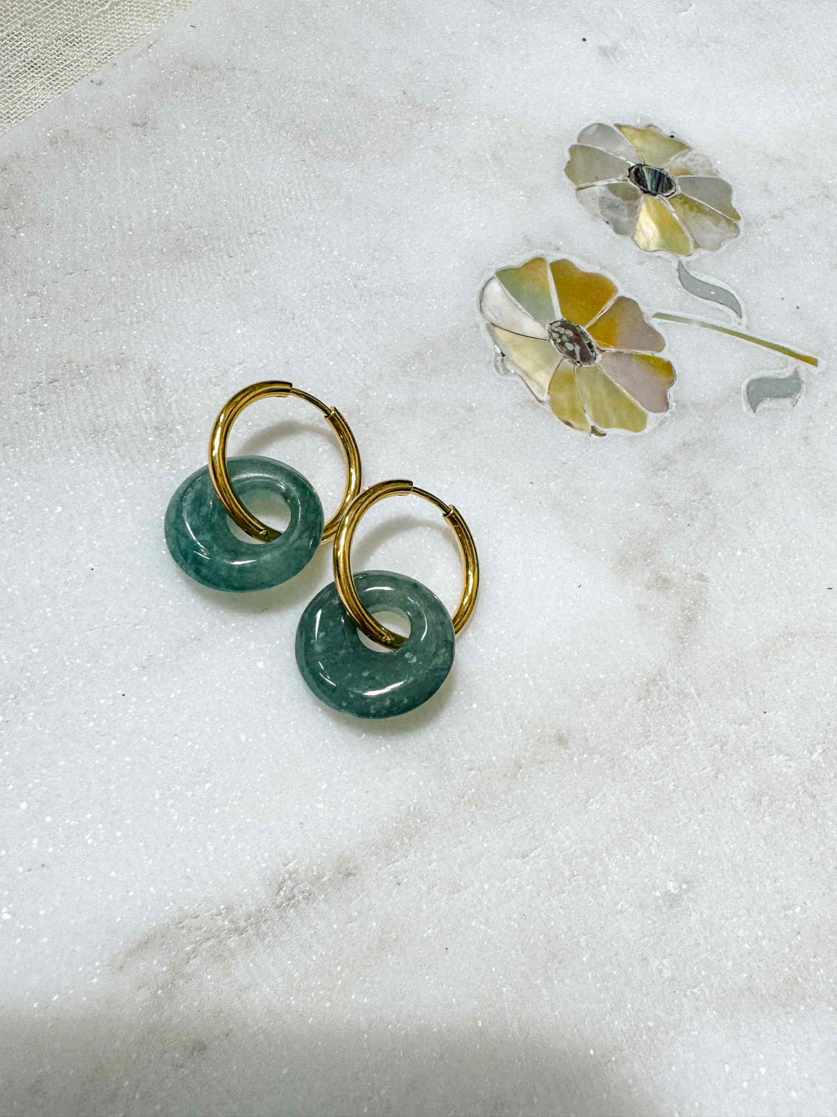 Jade Round Hoop Earrings