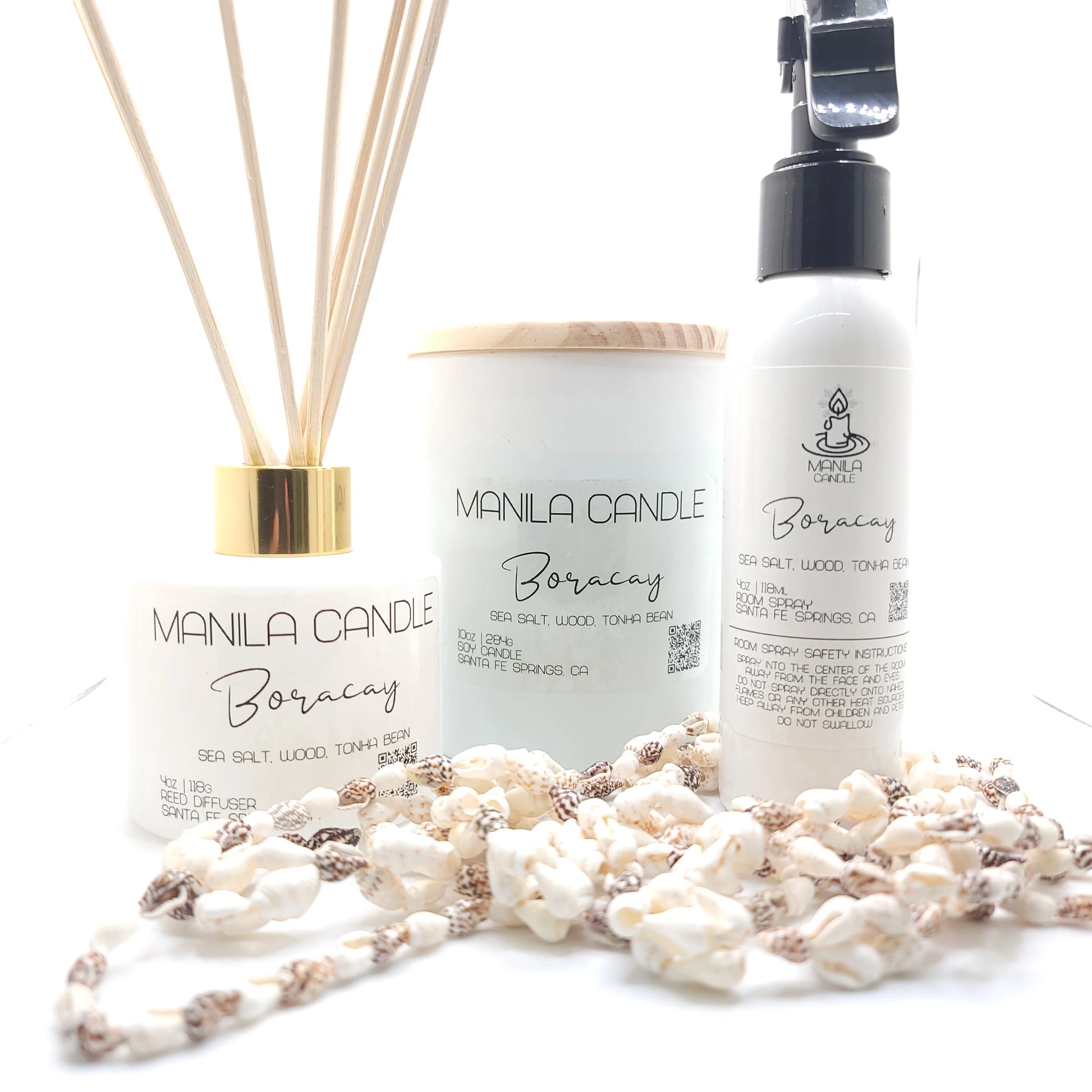 Boracay Bundle | Boracay - 10oz Candle, Room Spray, Reed Diffuser