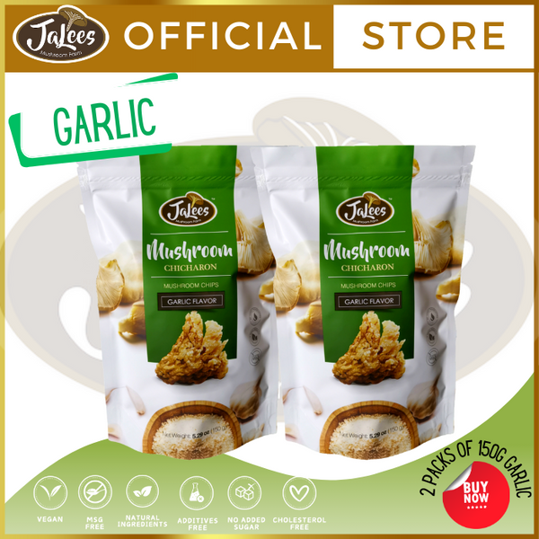 JA Lees Farms Mushroom Chicharon 150g Pack of 2 (Garlic) Snack Food / Grocery Package