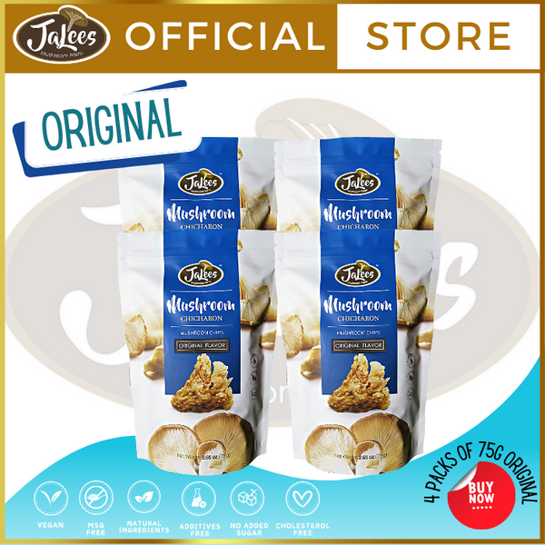 JA Lees Farms Mushroom Chicharon 75g Pack of 4 (Original) Snack Food/Grocery Package