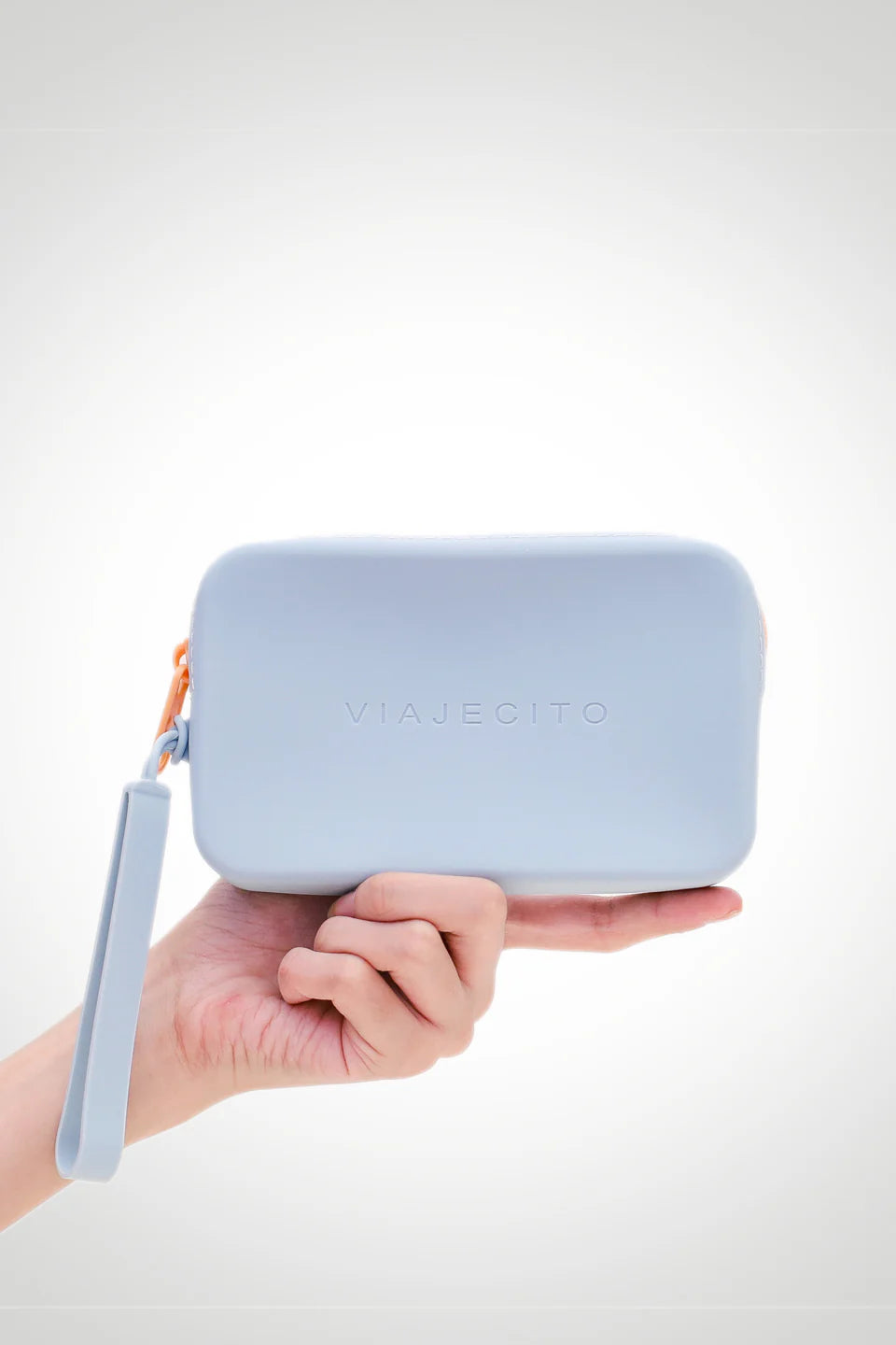 Mini - Cool Grey with Papaya Zipper