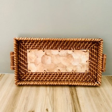 SMALL D. BROWN CAPIZ VANITY TRAY 20x37x4cm